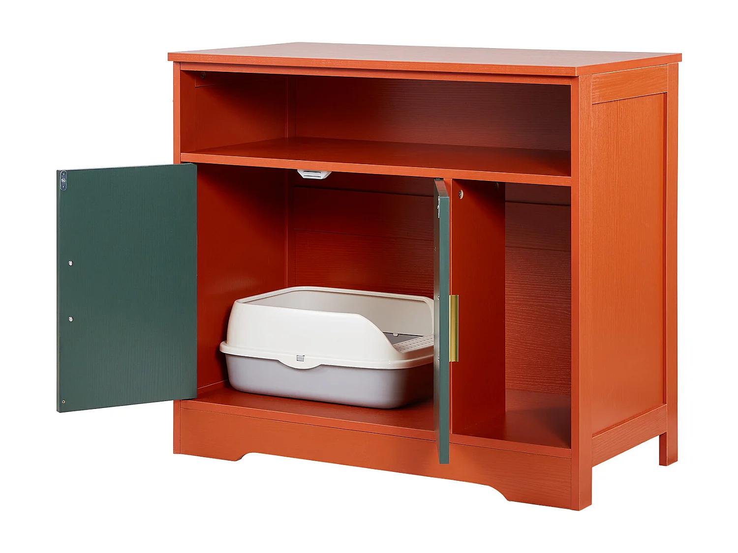 Meuble Bac à Litière SucceBuy Chat Armoire Cache Maison de Toilette de Chat Intérieur Moderne, Niche Cache-litière en Bois, Compatible, 79,2x43x71 cm, Vert