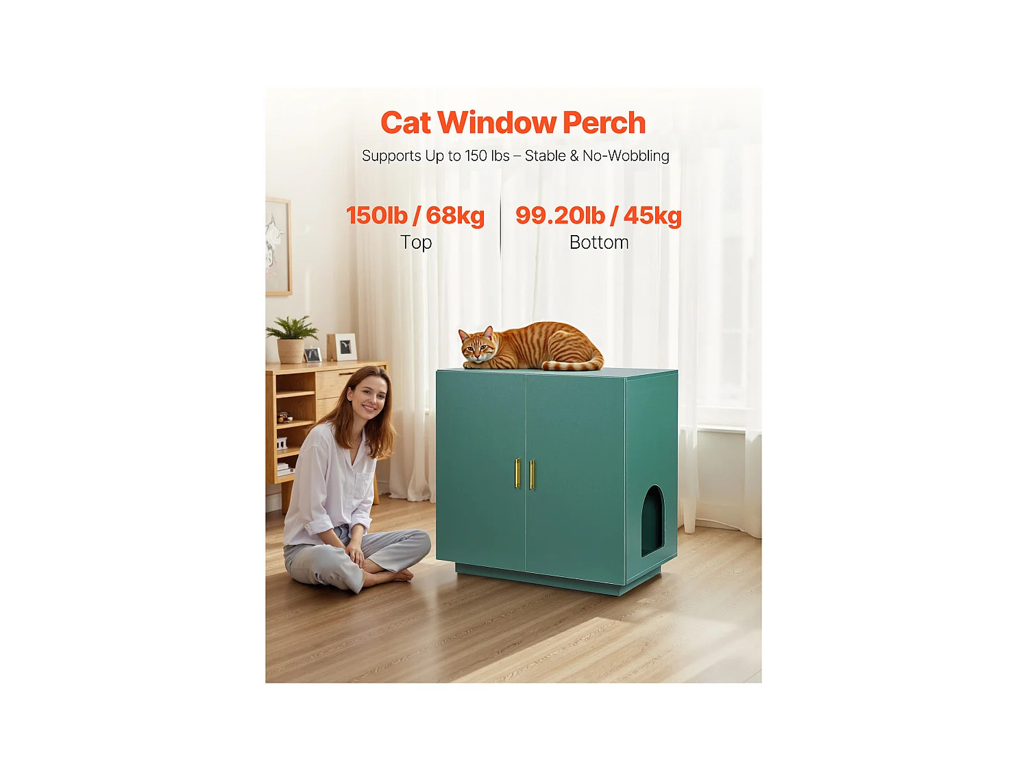 Meuble pour Bac à Litière SucceBuy Chat Armoire Cache Maison de Toilette de Chat Double Porte, Niche Cache-litière Bois avec Trous d'Aération, 80 x 50 x 79 cm