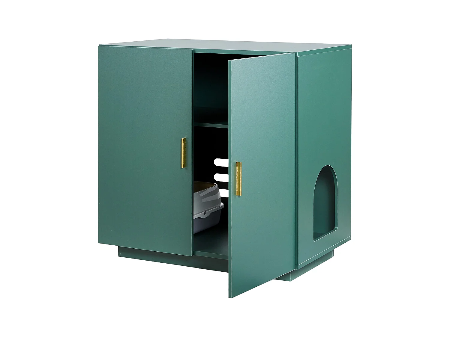 Meuble pour Bac à Litière SucceBuy Chat Armoire Cache Maison de Toilette de Chat Double Porte, Niche Cache-litière Bois avec Trous d'Aération, 80 x 50 x 79 cm