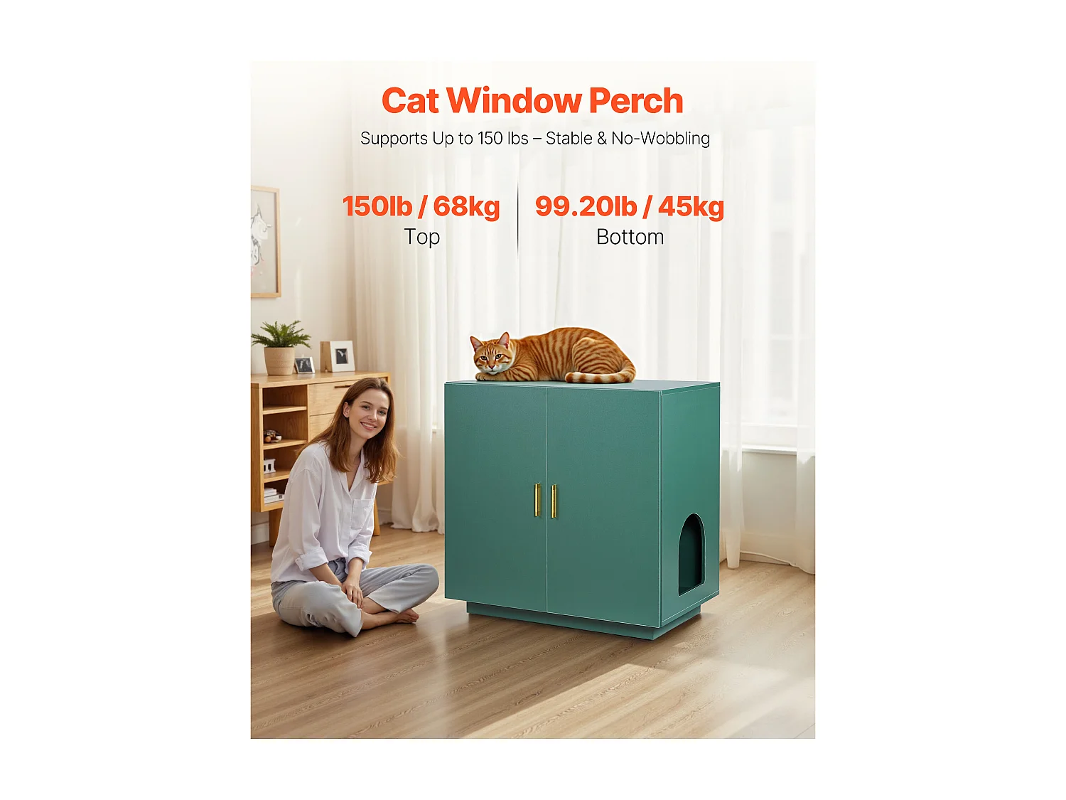Meuble pour Bac à Litière SucceBuy Chat Armoire Cache Maison de Toilette de Chat Double Porte, Niche Cache-litière Bois avec Trous d'Aération, 80 x 50 x 79 cm