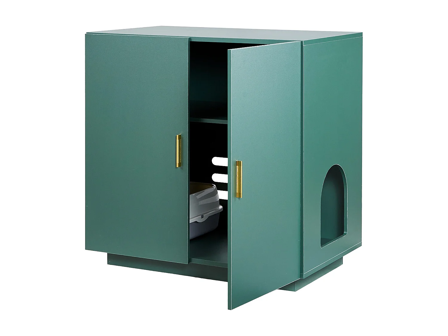 Meuble pour Bac à Litière SucceBuy Chat Armoire Cache Maison de Toilette de Chat Double Porte, Niche Cache-litière Bois avec Trous d'Aération, 80 x 50 x 79 cm