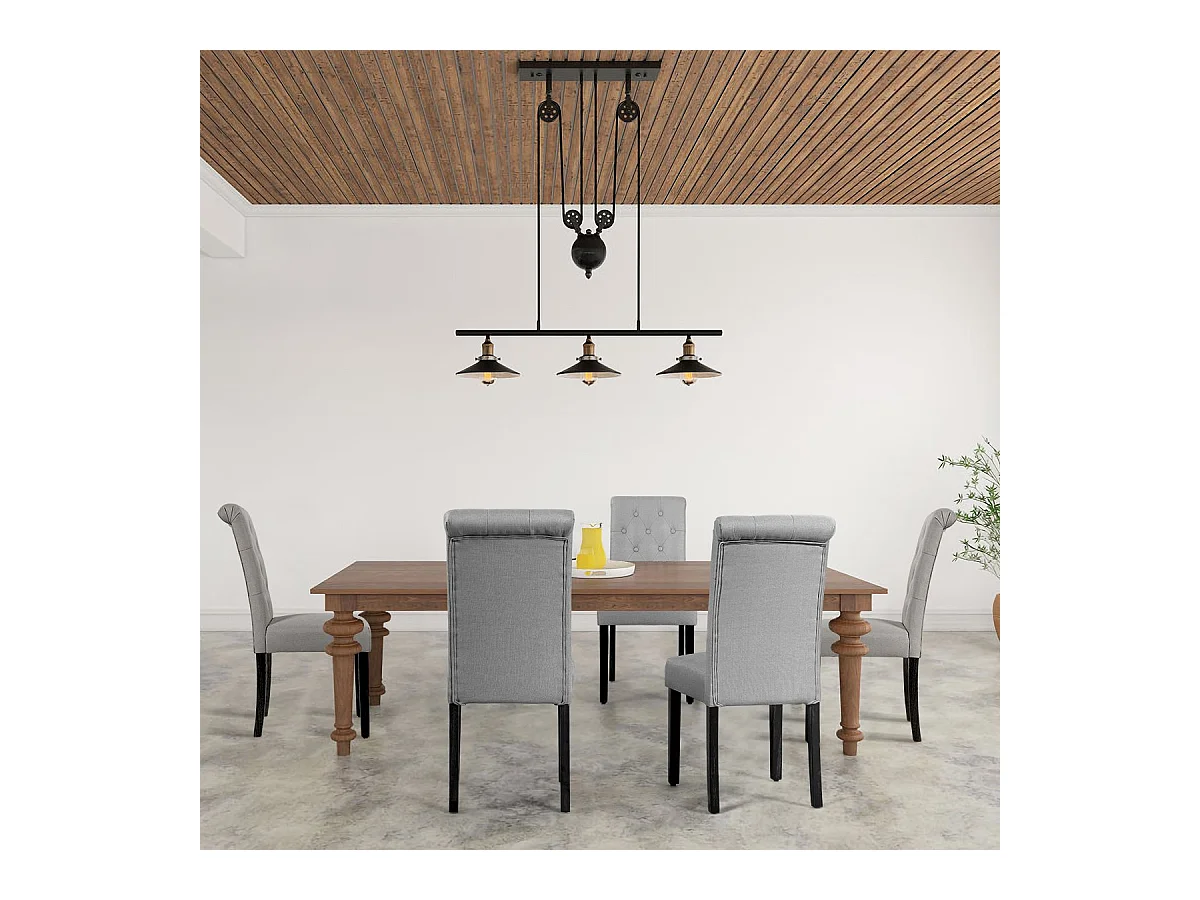 Ensemble de 2 Chaises de Salle à Manger Chaises Capitonnées en Tissu avec Pieds en Bois de Caoutchouc Éponge à Haute Densité Gris