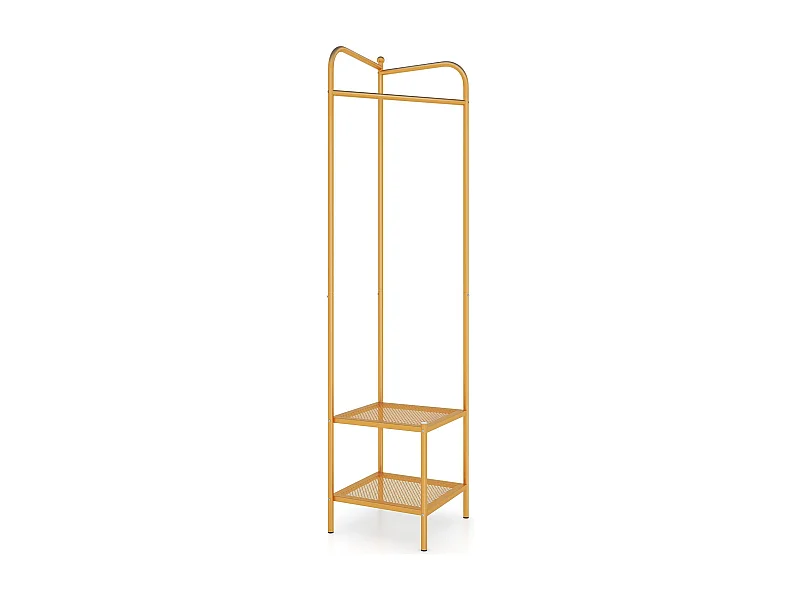 Appendiabiti autonomo con gancio e 2 mensole in rete, Dispositivi antiribaltamento Oro