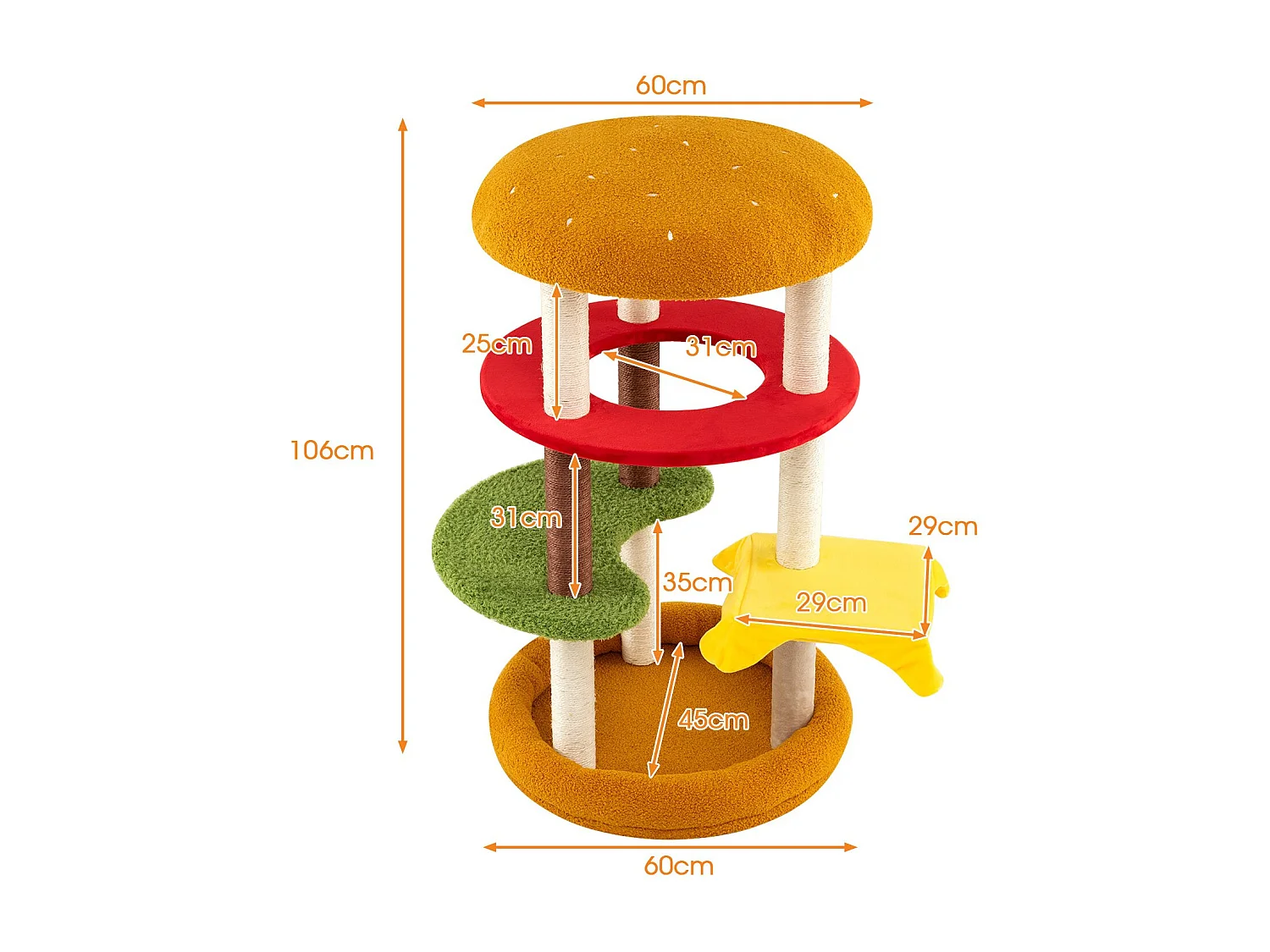 Torre multi-livello per gatti con trespolo imbottito tiragraffi di sisal, Albero per gatti 106 cm per animali domestici Verde