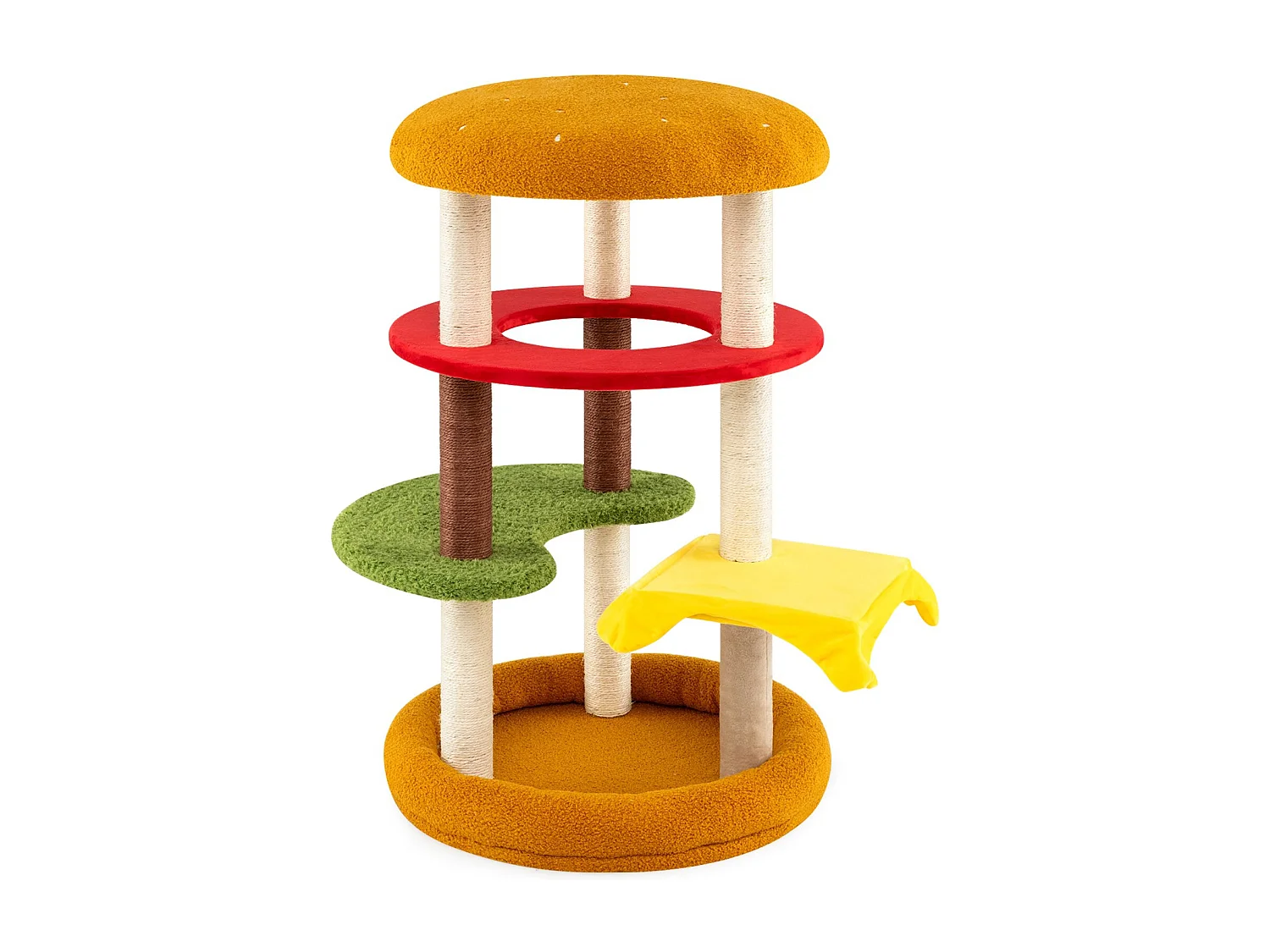 Torre multi-livello per gatti con trespolo imbottito tiragraffi di sisal, Albero per gatti 106 cm per animali domestici Verde