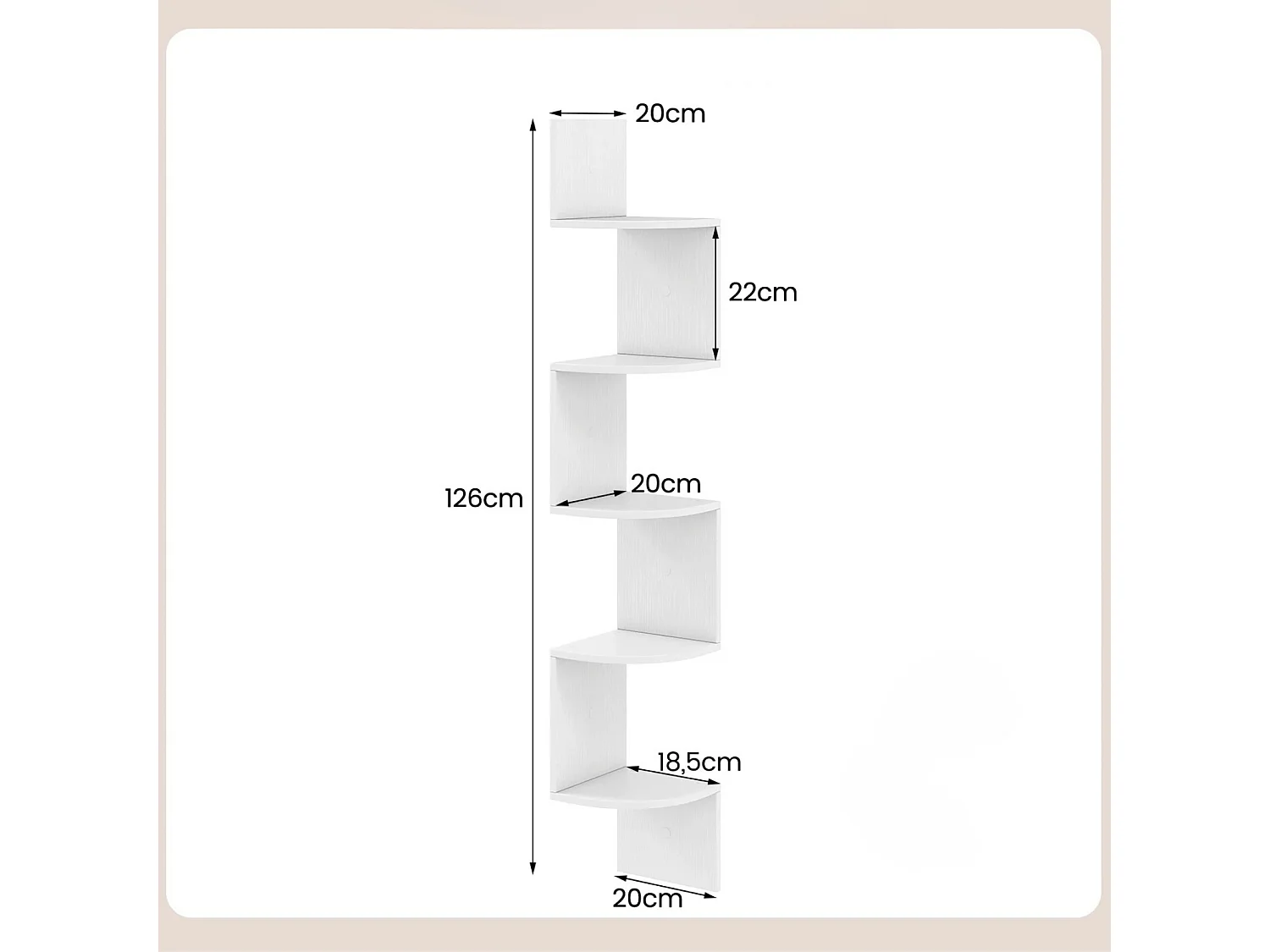 Étagère d'Angle à 5 Niveaux Étagère Murale Flottante Organisateur de Rangement Mural Support en Bois Design Moderne Blanc