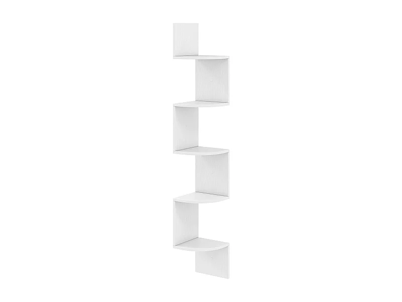 Étagère d'Angle à 5 Niveaux Étagère Murale Flottante Organisateur de Rangement Mural Support en Bois Design Moderne Blanc