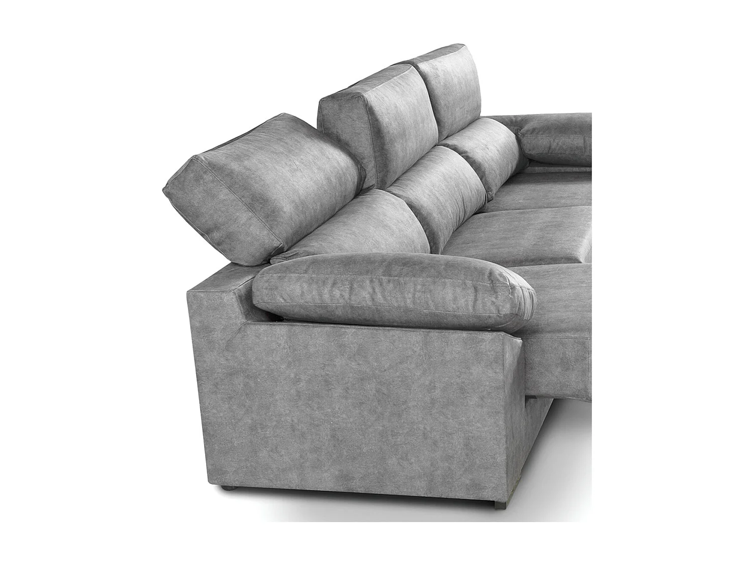 Sofá Chaise Longue izquierdo de 100x283x167 con arcón y patas metálicas gris oscuro Monti