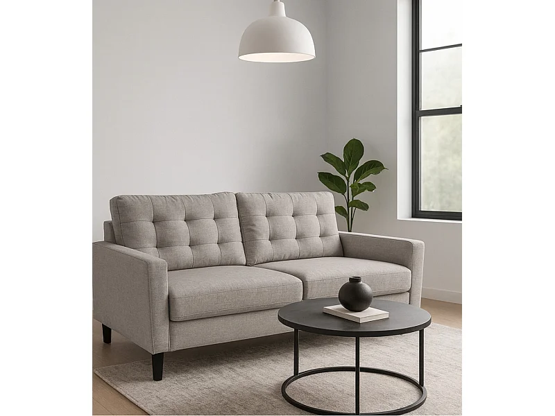 Sofá de 3 plazas de 86x184x76 cm con cojines desenfundables en color beige Dubi