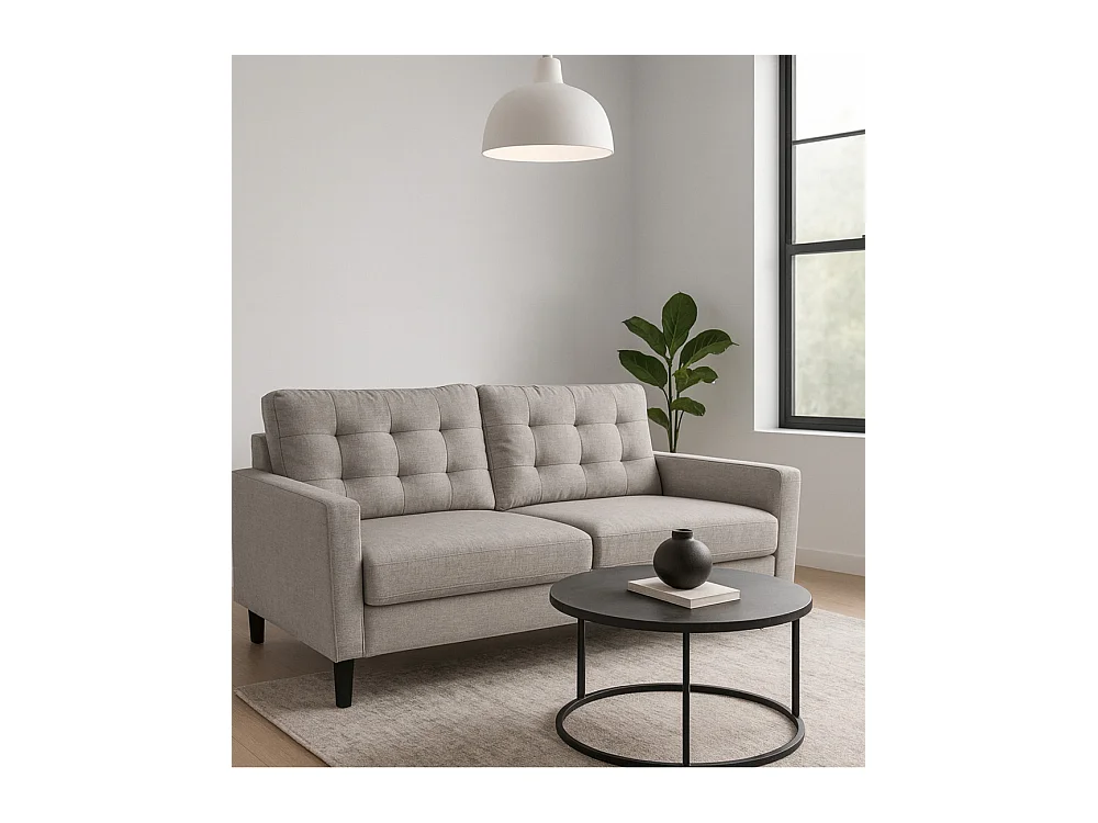 Sofá de 3 plazas de 86x184x76 cm con cojines desenfundables en color beige Dubi