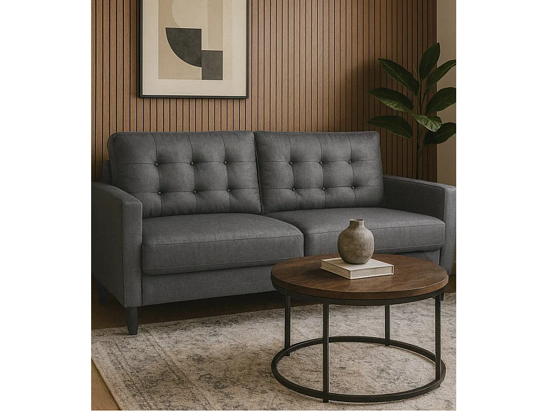 Sofá de 3 plazas de 86x184x76 cm con cojines desenfundables en color gris oscuro Dubi