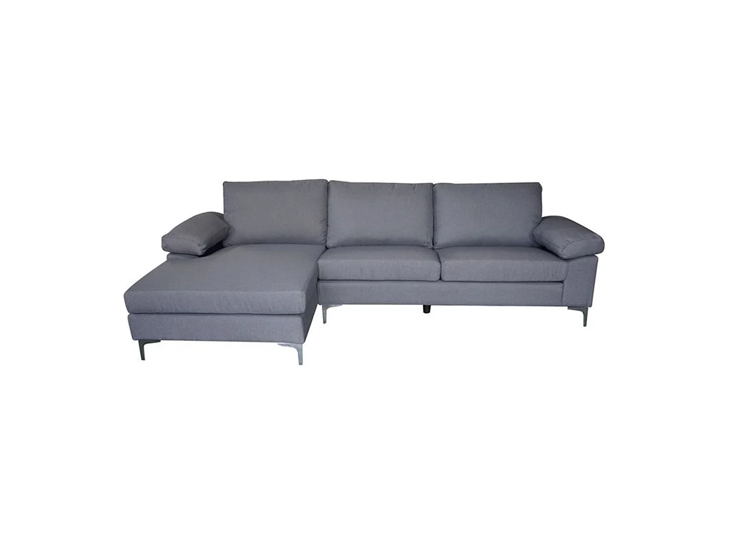 Sofá Chaise Longue lado izquierdo  cm con patas metálicas tapizado en color gris Jorge