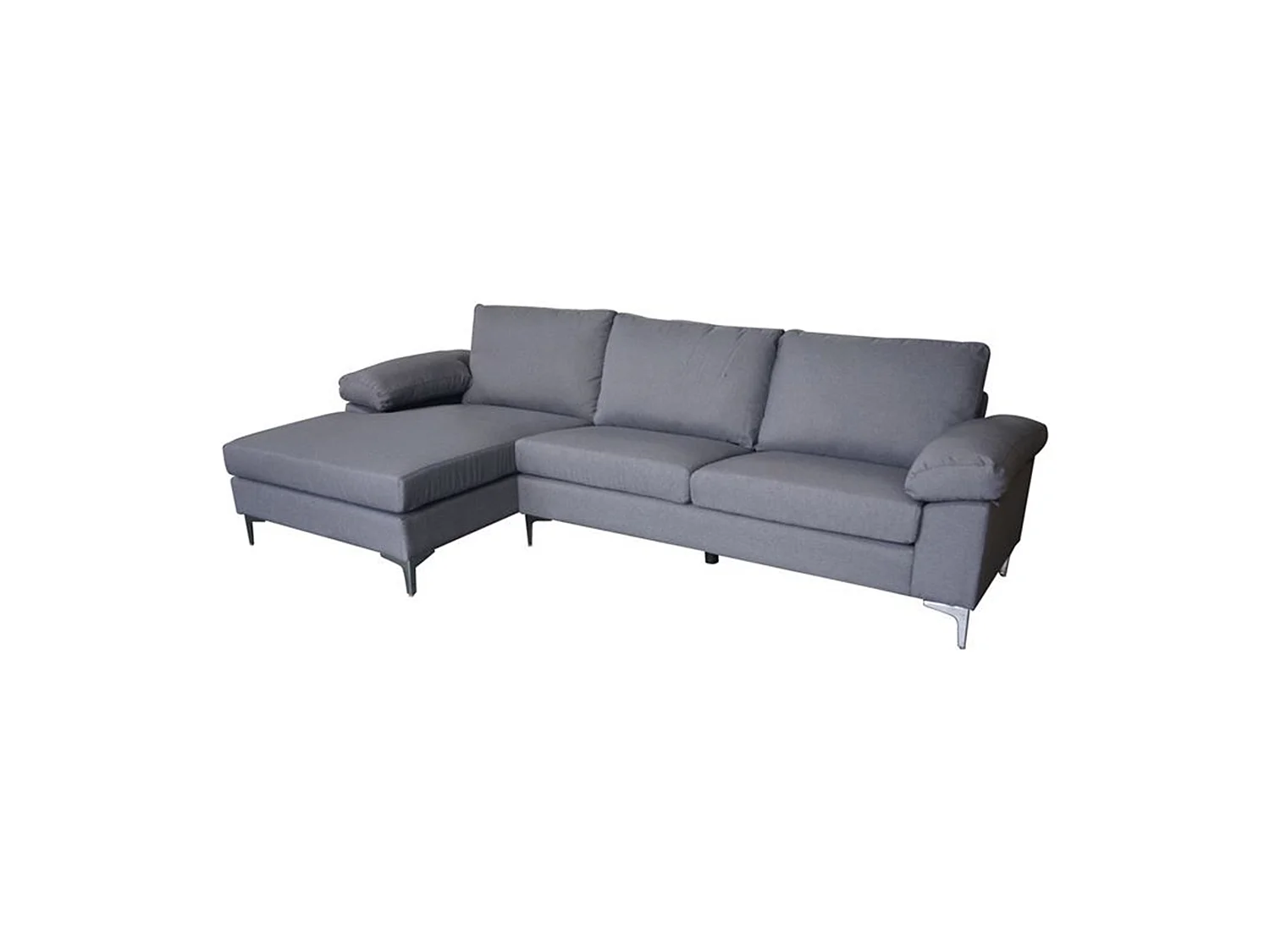 Sofá Chaise Longue lado izquierdo  cm con patas metálicas tapizado en color gris Jorge
