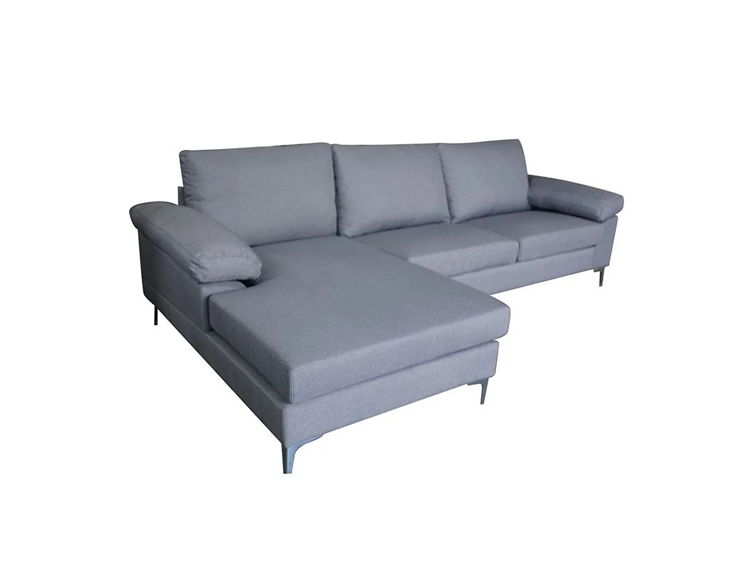 Sofá Chaise Longue lado izquierdo  cm con patas metálicas tapizado en color gris Jorge