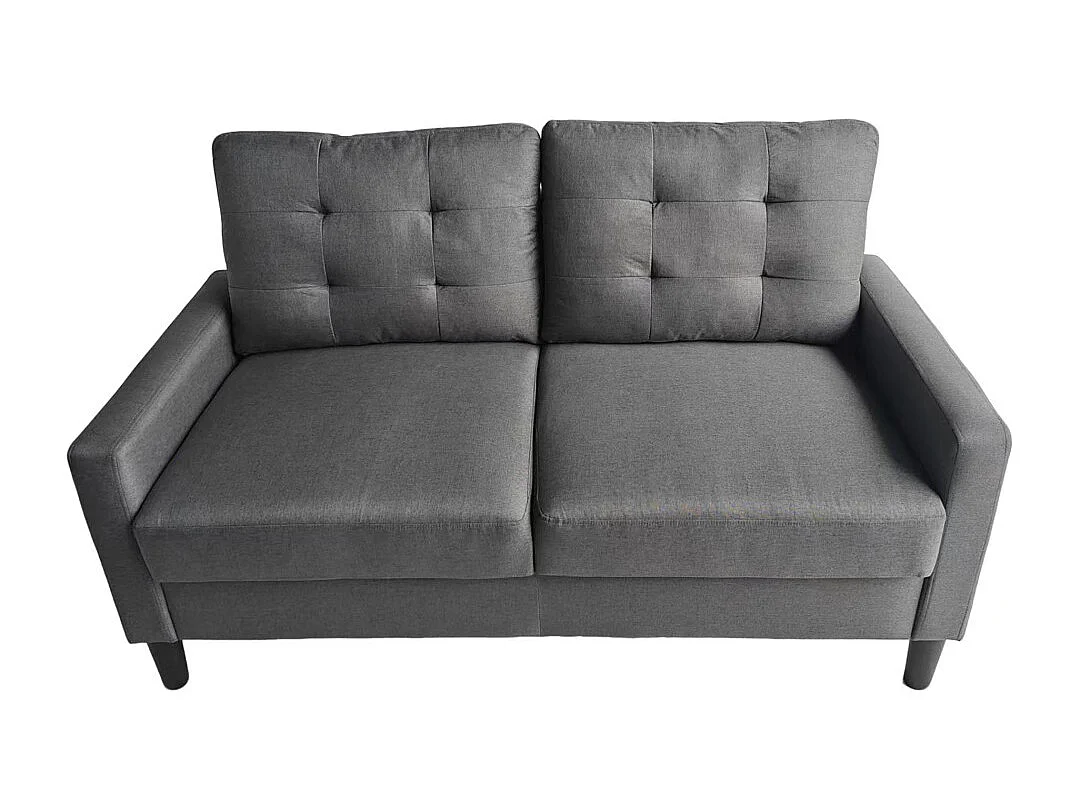 Sofá de 2 plazas de 86x140x76 cm con cojines desenfundables en color gris oscuro Dubi