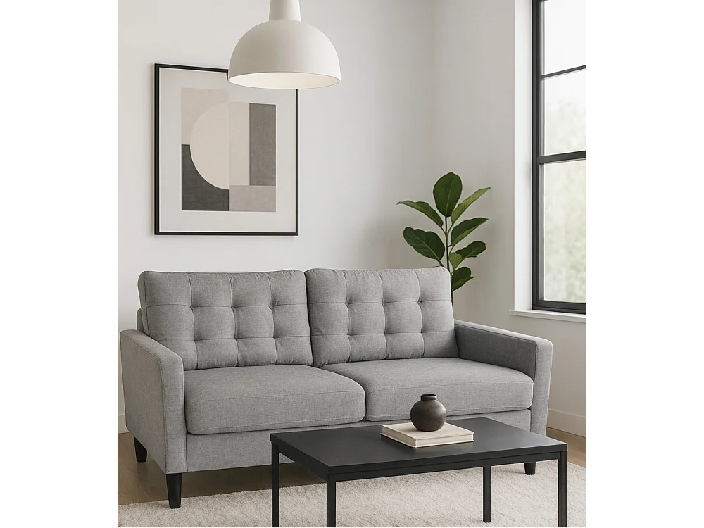 Sofá de 3 plazas de 86x184x76 cm con cojines desenfundables en color gris claro Dubi