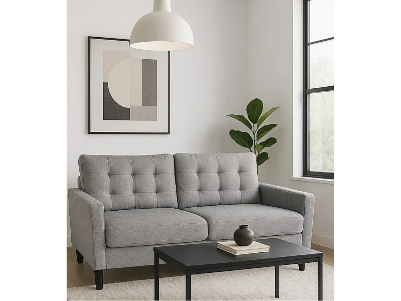 Sofá de 3 plazas de 86x184x76 cm con cojines desenfundables en color gris claro Dubi