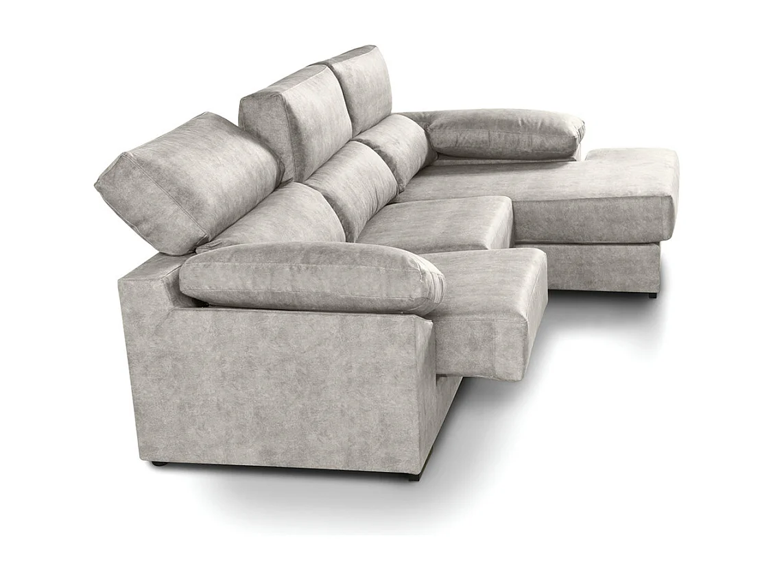 Sofá Chaise Longue izquierdo de 100x283x167 con arcón y patas metálicas gris claro Monti