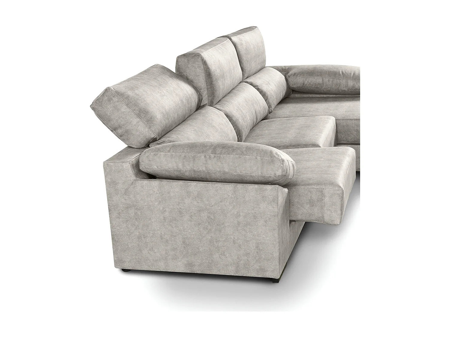 Sofá Chaise Longue izquierdo de 100x283x167 con arcón y patas metálicas gris claro Monti