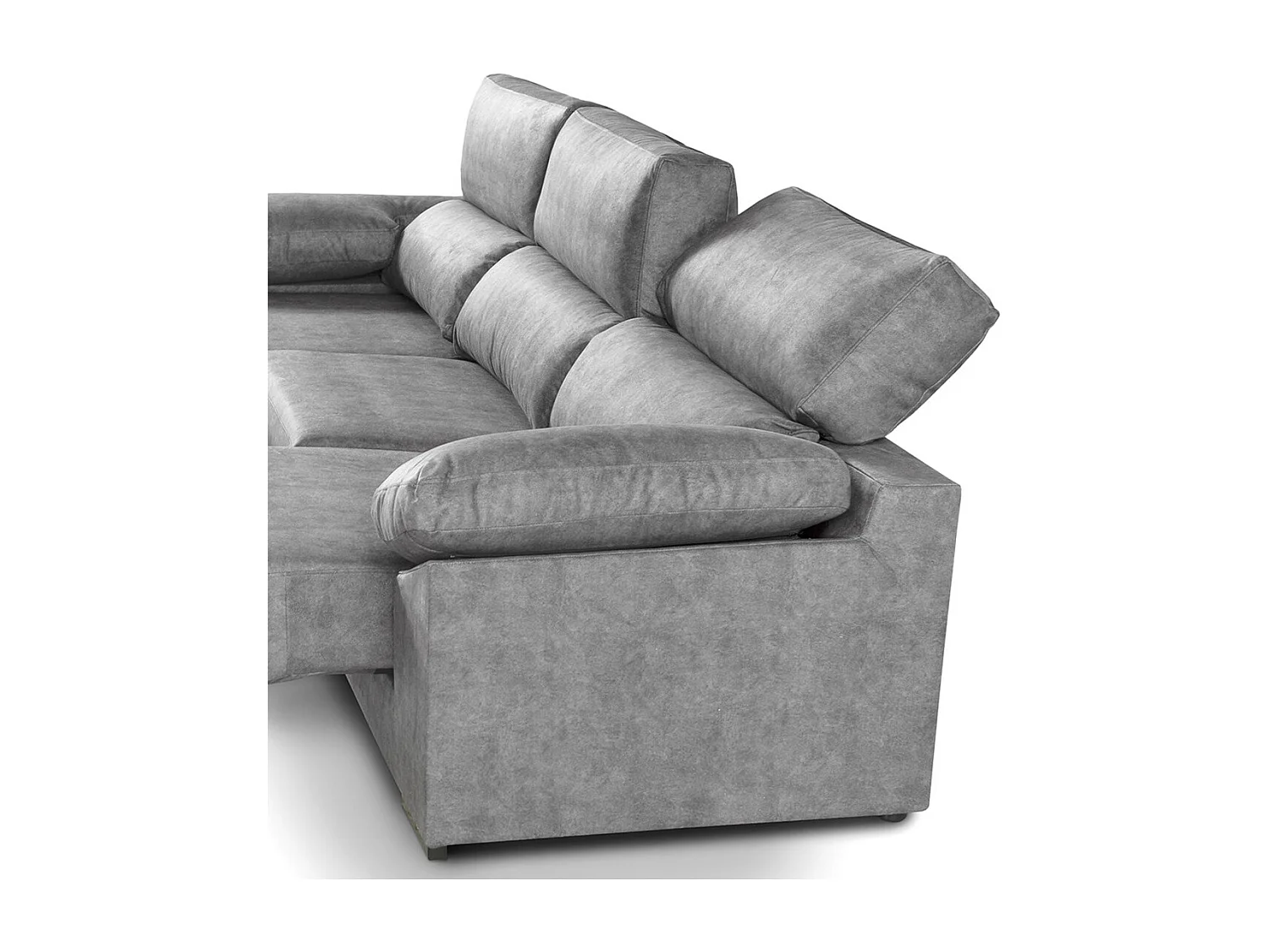 Sofá Chaise Longue derecho de 100x283x167 con arcón y patas metálicas gris oscuro Monti