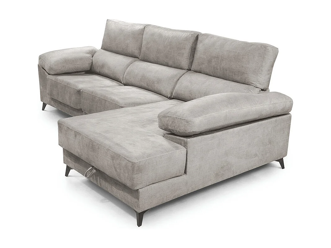 Sofá Chaise Longue izquierdo de 101x293x167 cm con arcón integrado color gris claro Vis