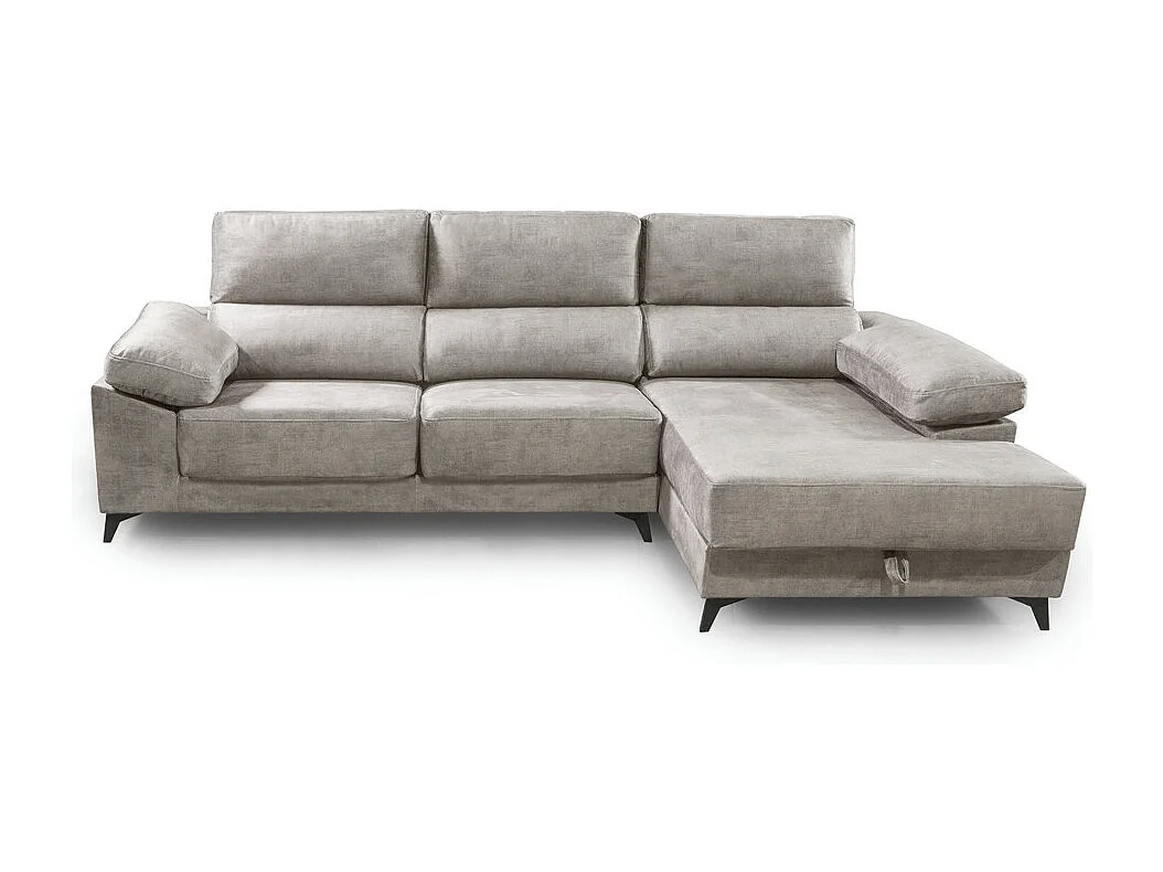 Sofá Chaise Longue izquierdo de 101x293x167 cm con arcón integrado color gris claro Vis