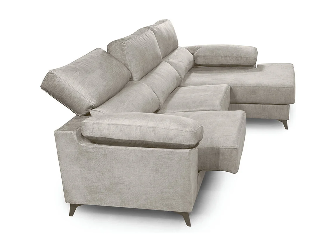 Sofá Chaise Longue izquierdo de 101x293x167 cm con arcón integrado color gris claro Vis