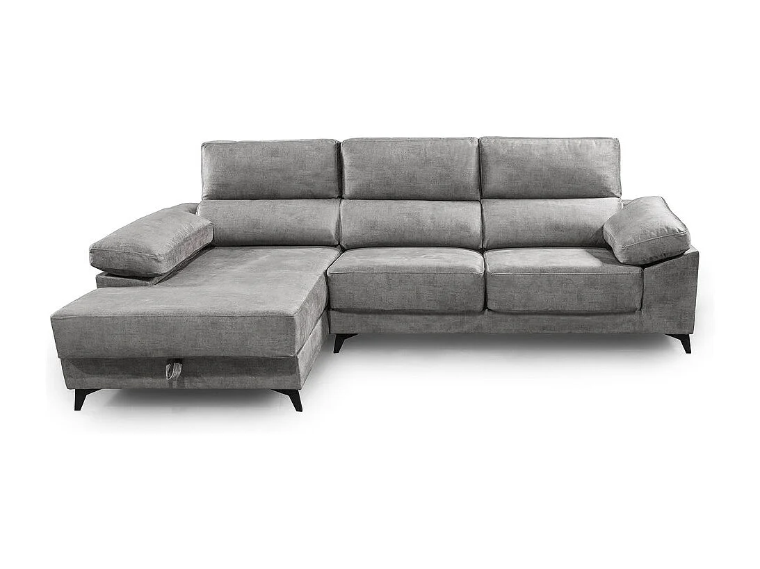Sofá Chaise Longue derecho de 101x293x167 cm con arcón integrado color gris oscuro Vis