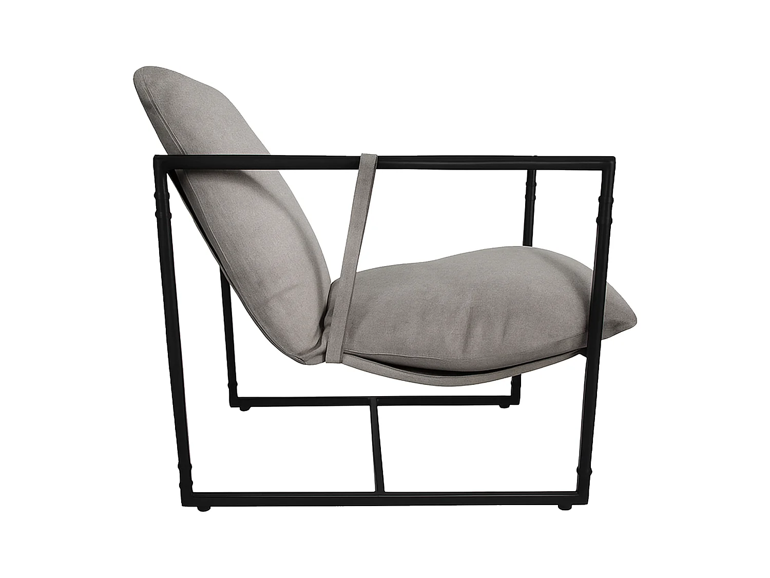 Butaca de 87x80x66 cm con estructura metálica y tapizada en tela KSTUR en color gris Jaime