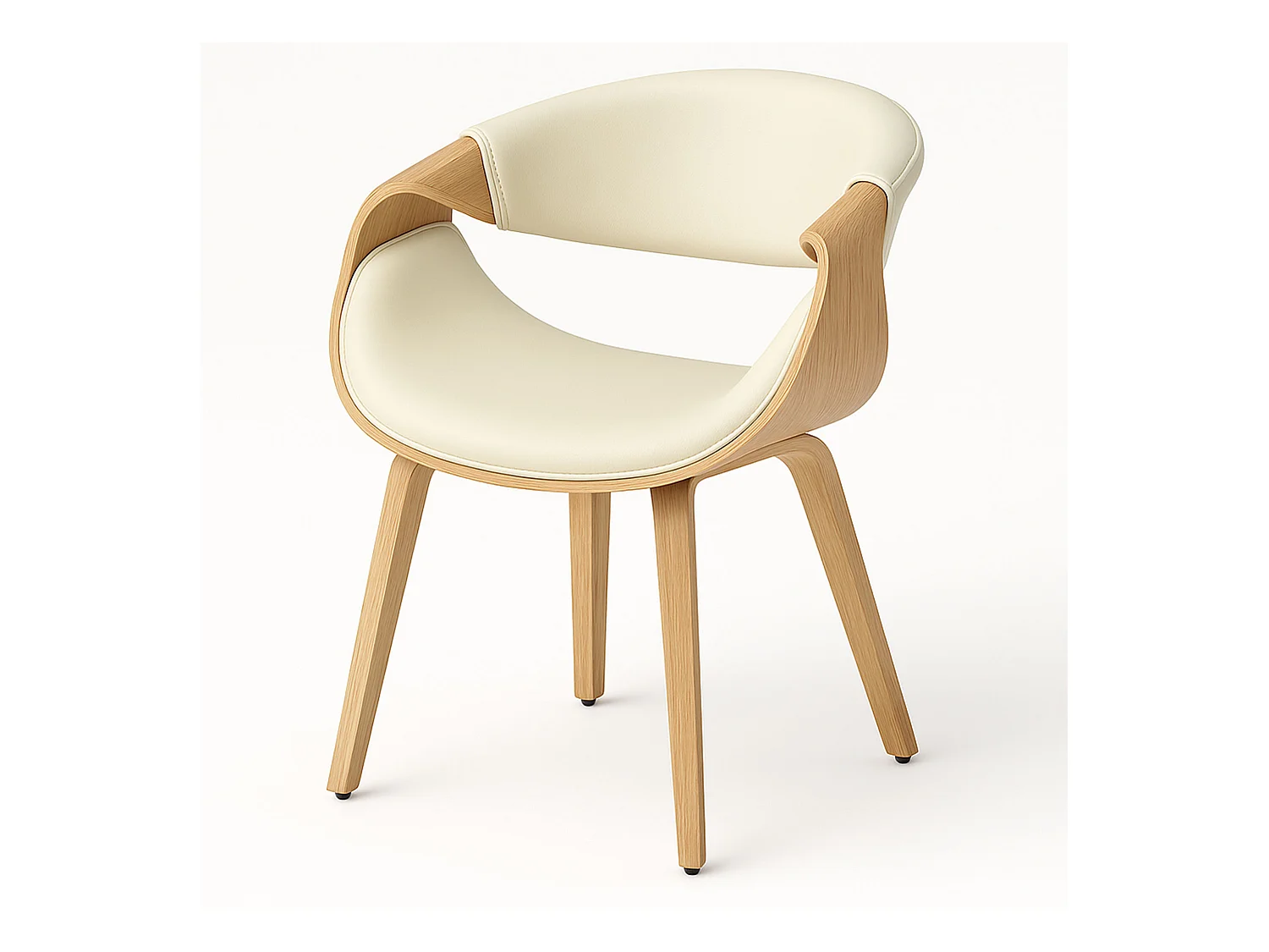 Yorkshire - Fauteuil chaise en bois massif et simili-cuir blanc