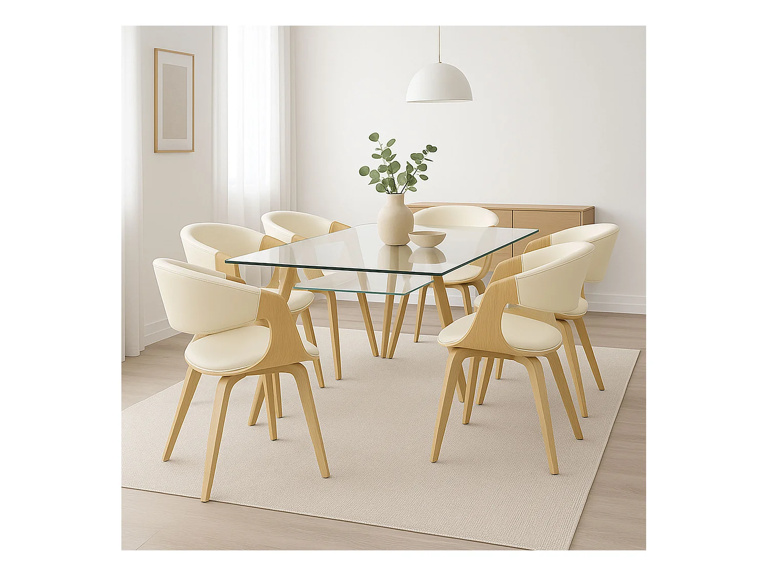 Yorkshire - Fauteuil chaise en bois massif et simili-cuir blanc