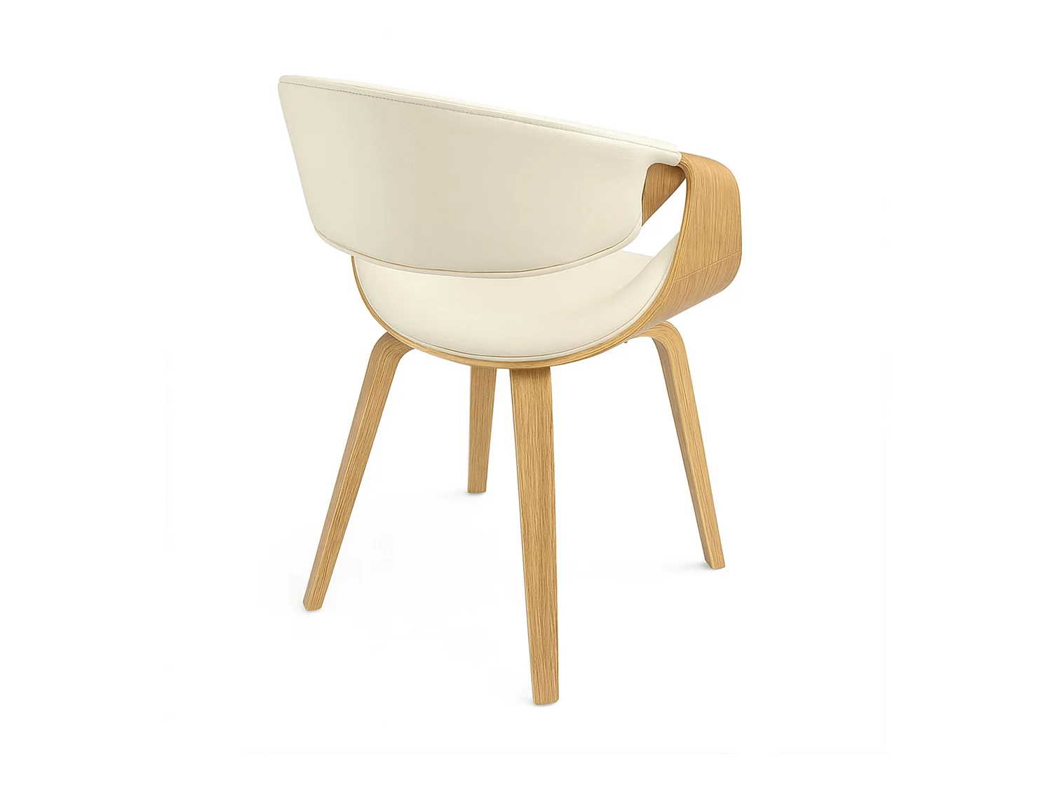 Yorkshire - Fauteuil chaise en bois massif et simili-cuir blanc