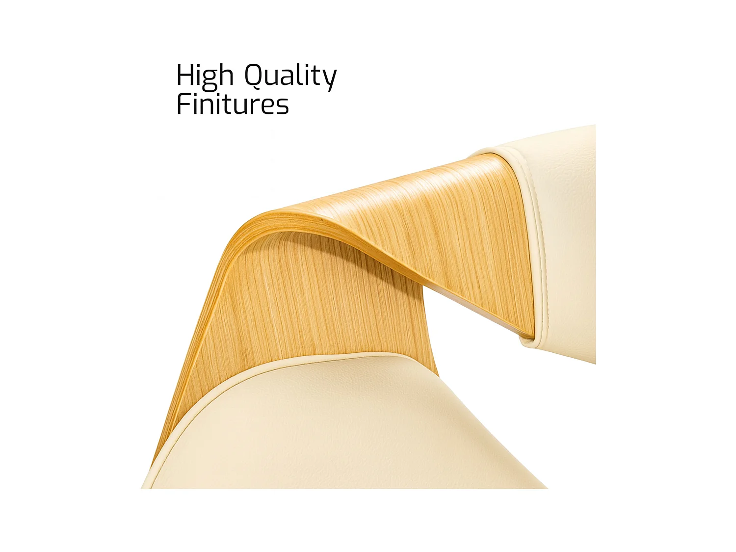 Yorkshire - Fauteuil chaise en bois massif et simili-cuir blanc