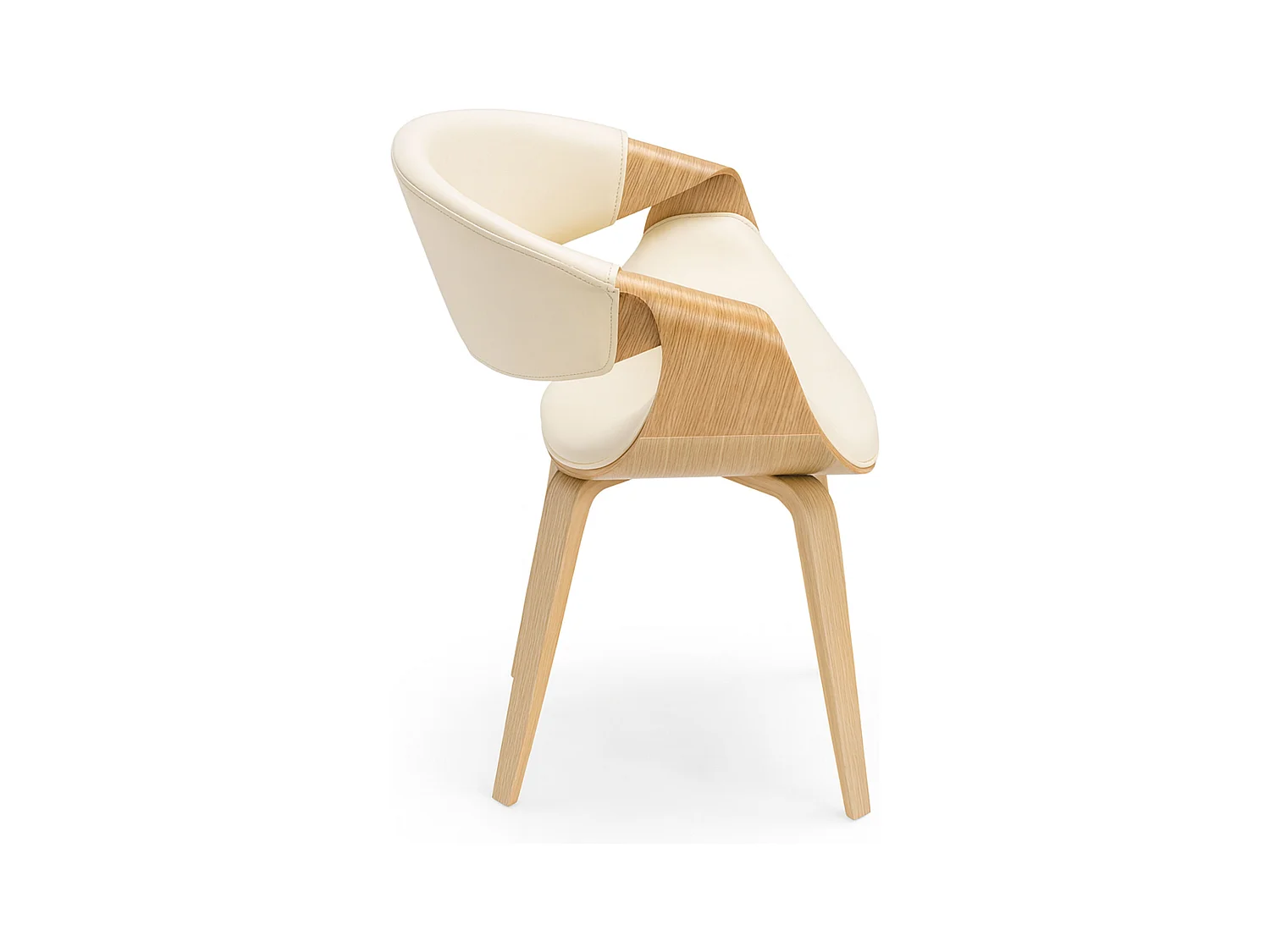Yorkshire - Fauteuil chaise en bois massif et simili-cuir blanc