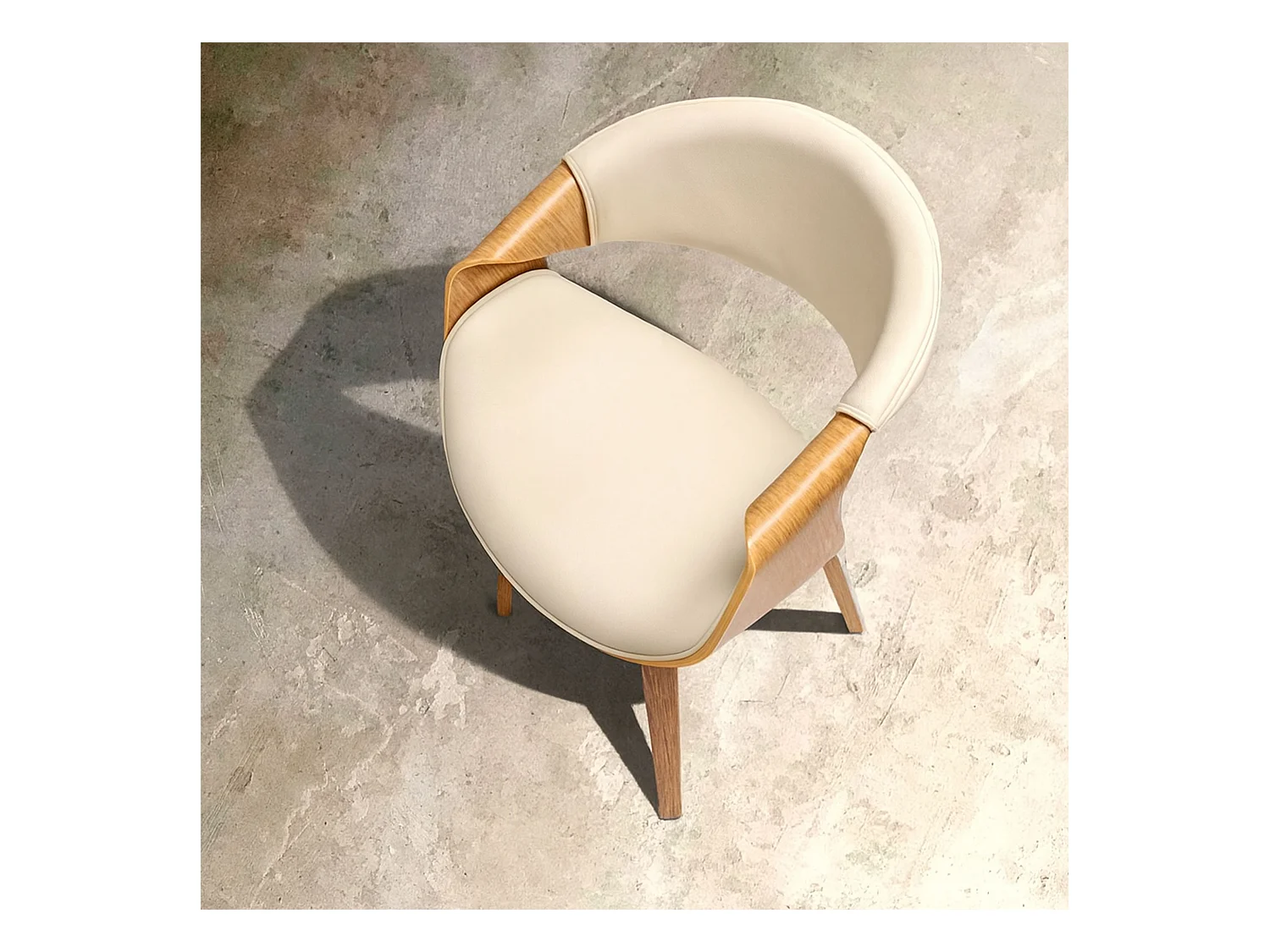 Yorkshire - Fauteuil chaise en bois massif et simili-cuir blanc