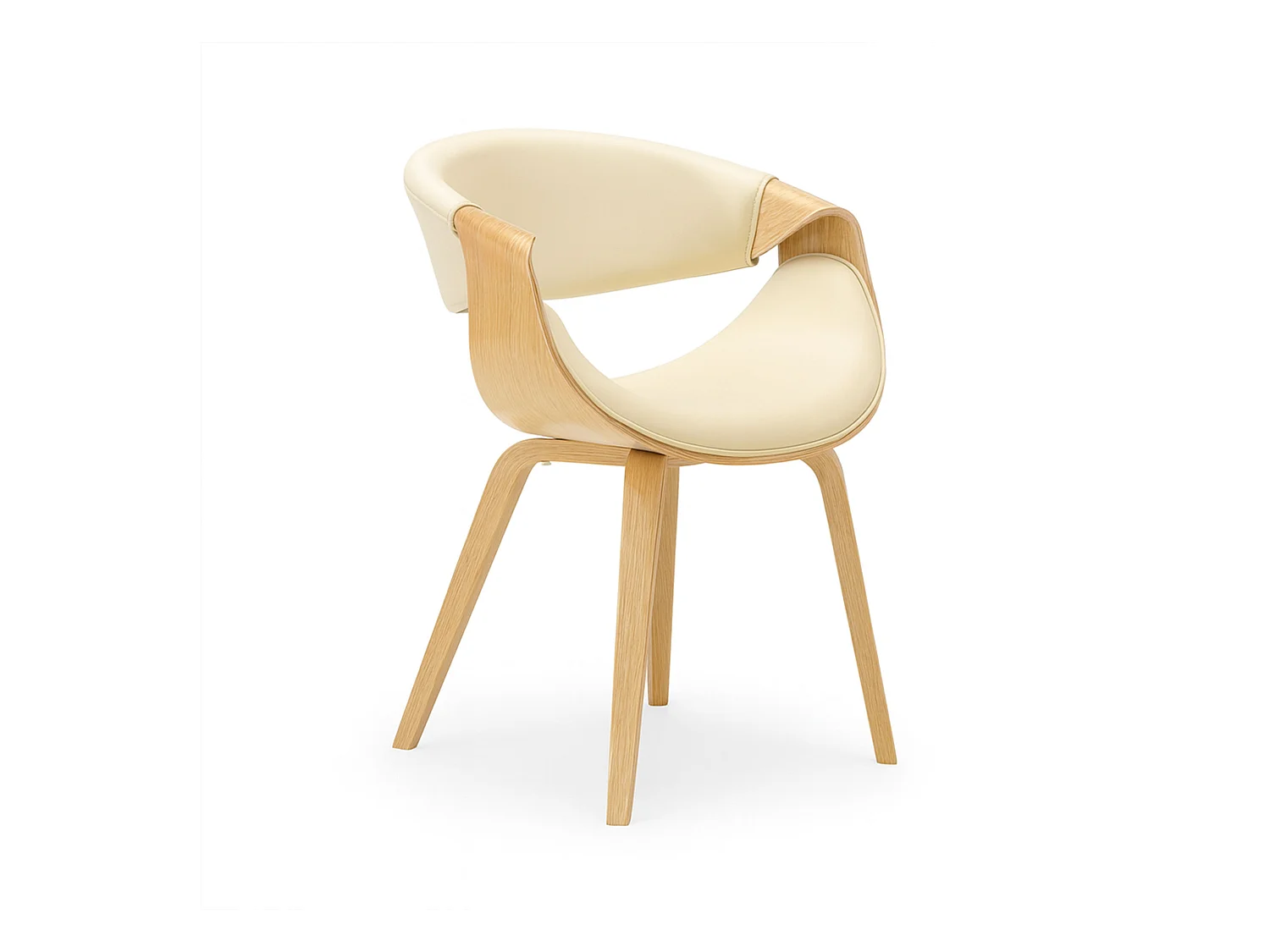 Yorkshire - Fauteuil chaise en bois massif et simili-cuir blanc