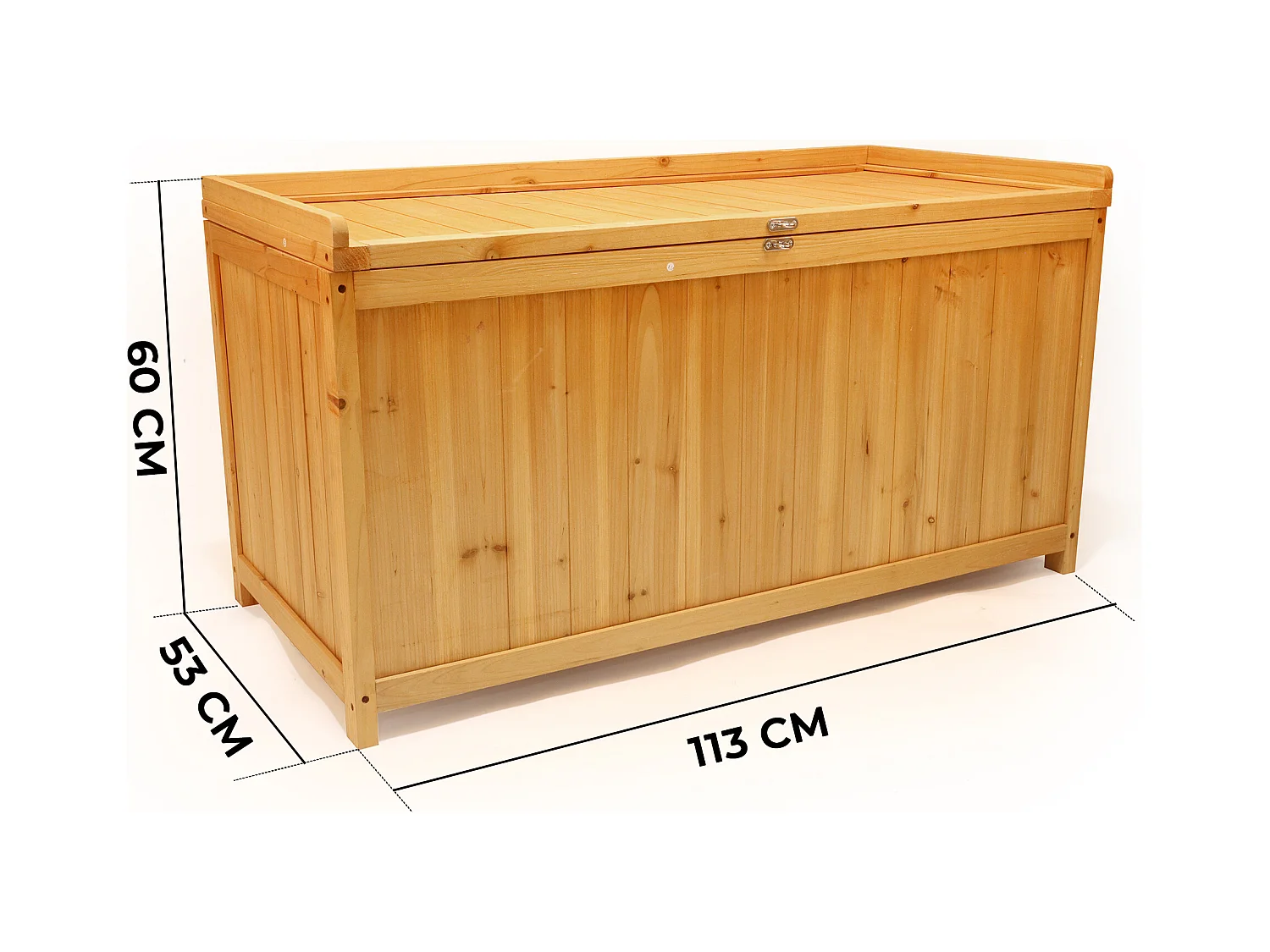 Cubo - Coffre de Rangement Extérieur 113x60x53 cm en Bois d’Épicéa avec Fermeture à Cadenas