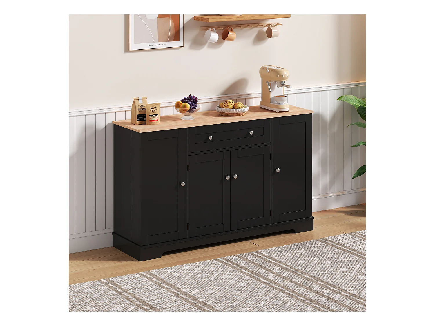 Buffet multifonction avec tiroir, portes et étagères réglables – Design moderne avec protection anti-basculement, idéal cuisine, salon