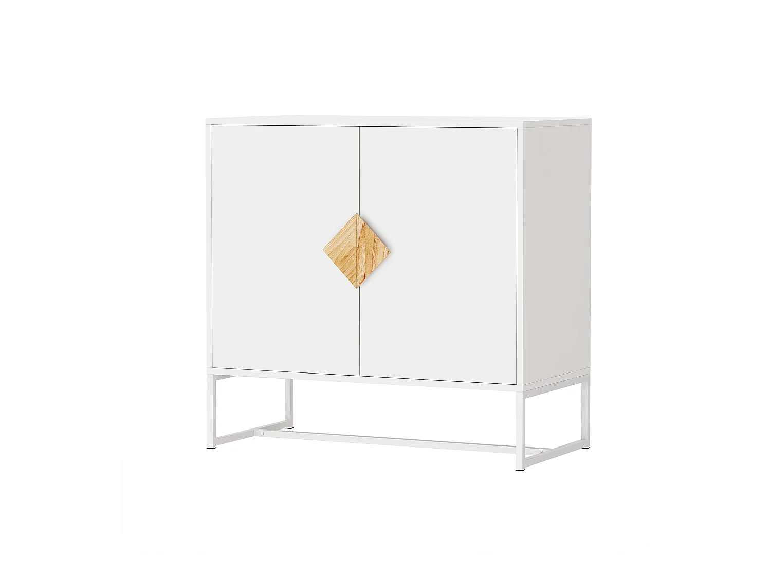 Buffet 2 portes en bois massif avec poignées carrées – Meuble de rangement élégant pour salon, salle à manger ou cuisine