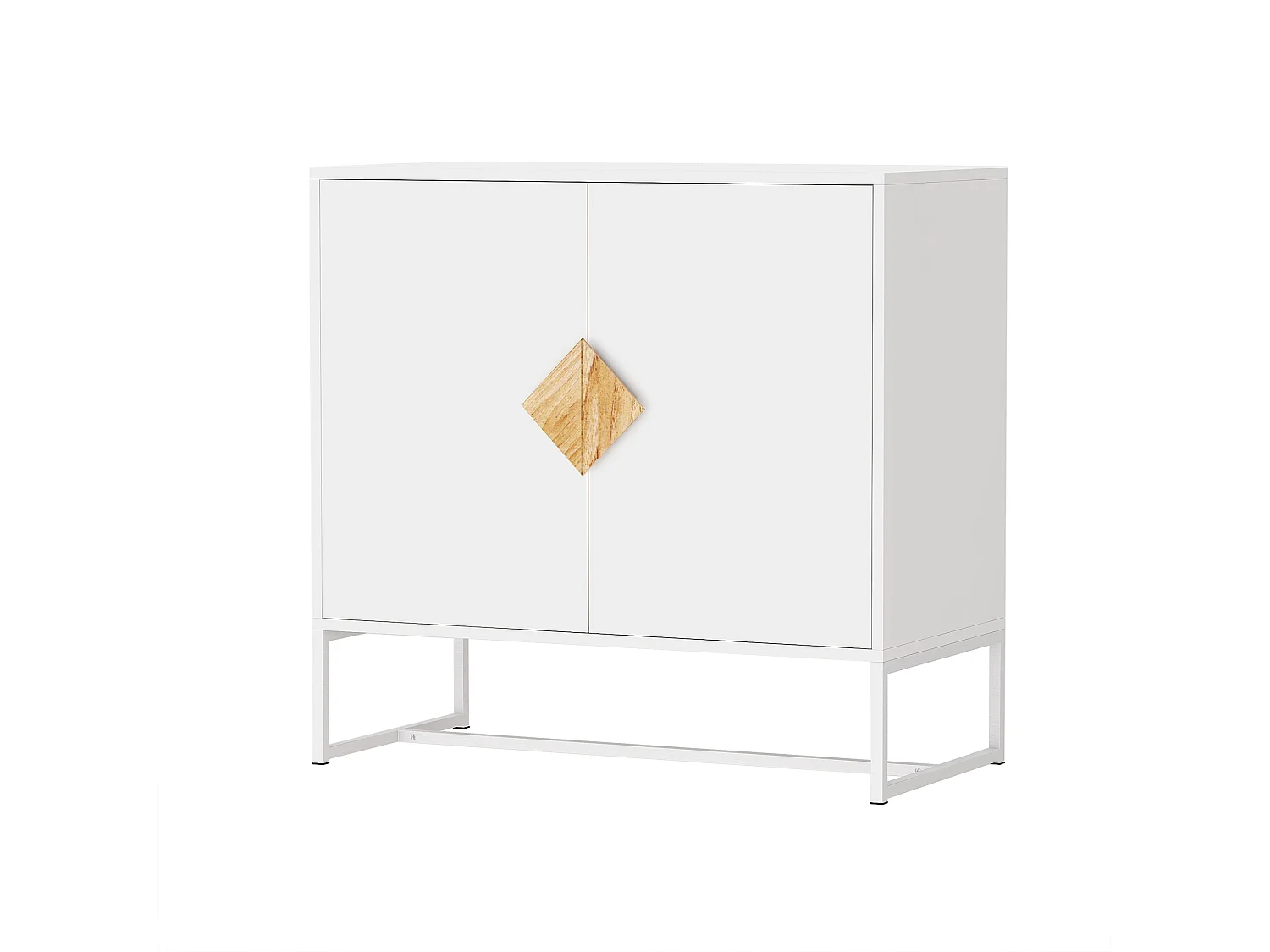 Aparador de 2 puertas de madera maciza con tiradores cuadrados: elegante mueble de almacenaje para salón, comedor o cocina.