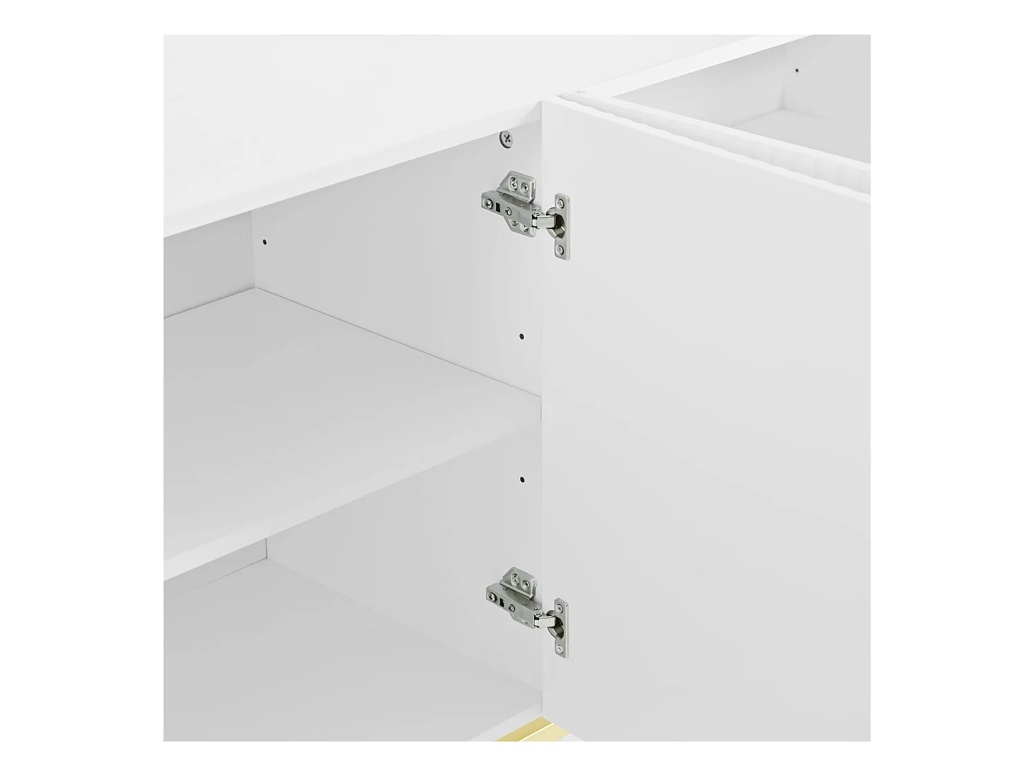 Buffet moderne et élégant 4 portes – Poignées en métal doré – Meuble blanc pour salle à manger, salon, chambre ou entrée