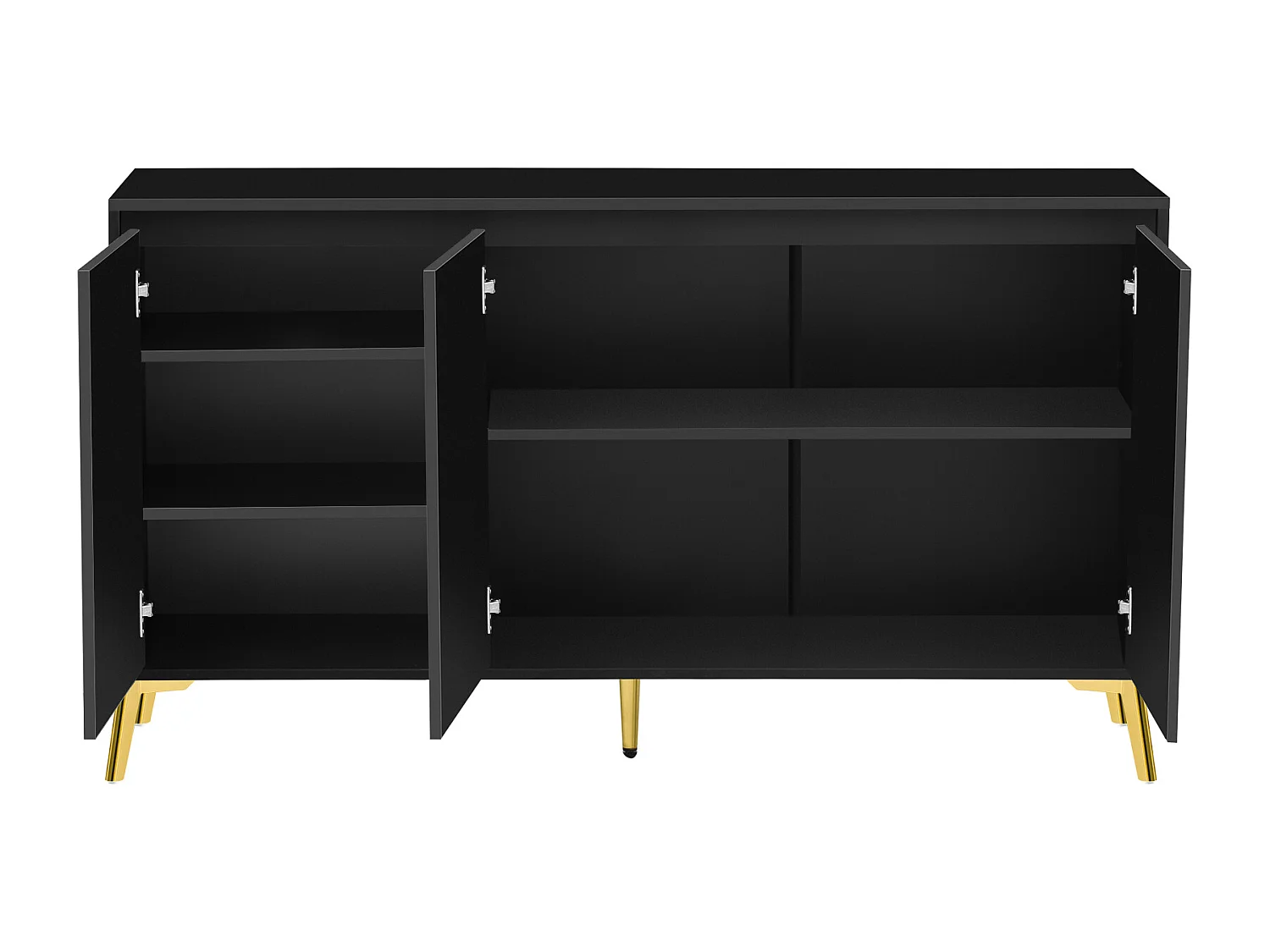 Aparador moderno de 3 puertas sin tiradores con línea única - Muebles elegantes para comedor, salón y cocina - Negro