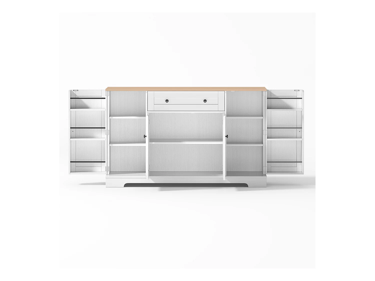 Buffet de cuisine multifonction, avec tiroir, portes et étagères réglables, design moderne anti-basculement, idéal cuisine, salon et chambre