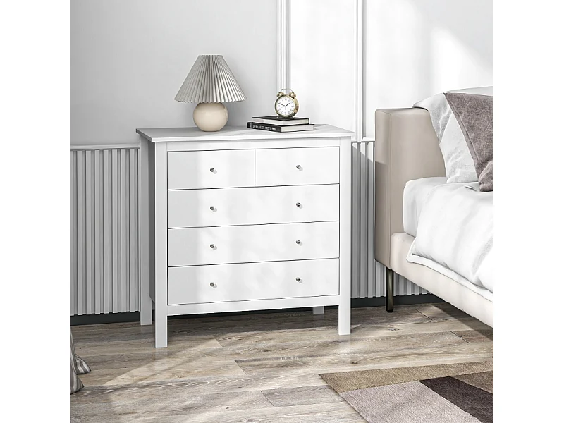 Ladekast/dressoir 79 x 39,5 x 80,5 cm – Geruisloos openen/sluiten met kantelbeveiliging – Wit