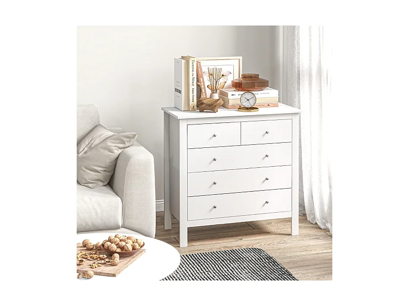 Commode/Buffet 79 x 39,5 x 80,5 cm – Ouverture/fermeture silencieuse avec protection anti-basculement – Blanc