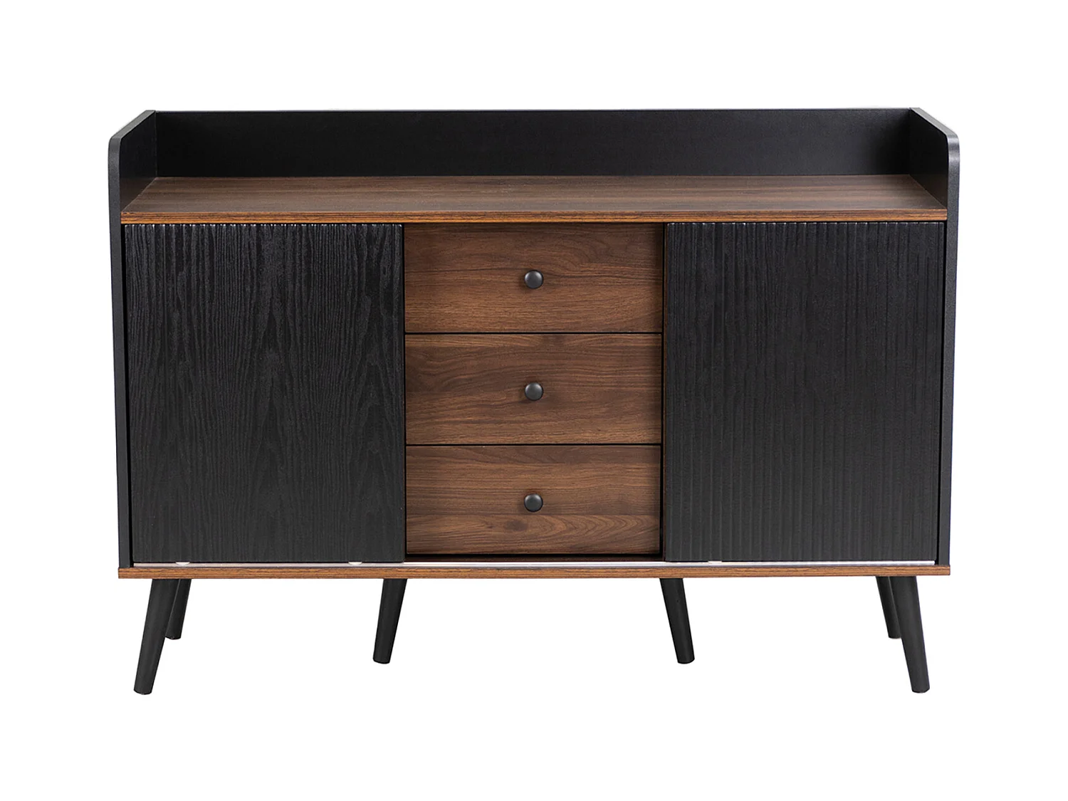 Buffet avec 3 tiroirs – Belle finition bois moderne avec étagères de rangement – Pour chambre et salon – H80 x L117,5 x P40 cm