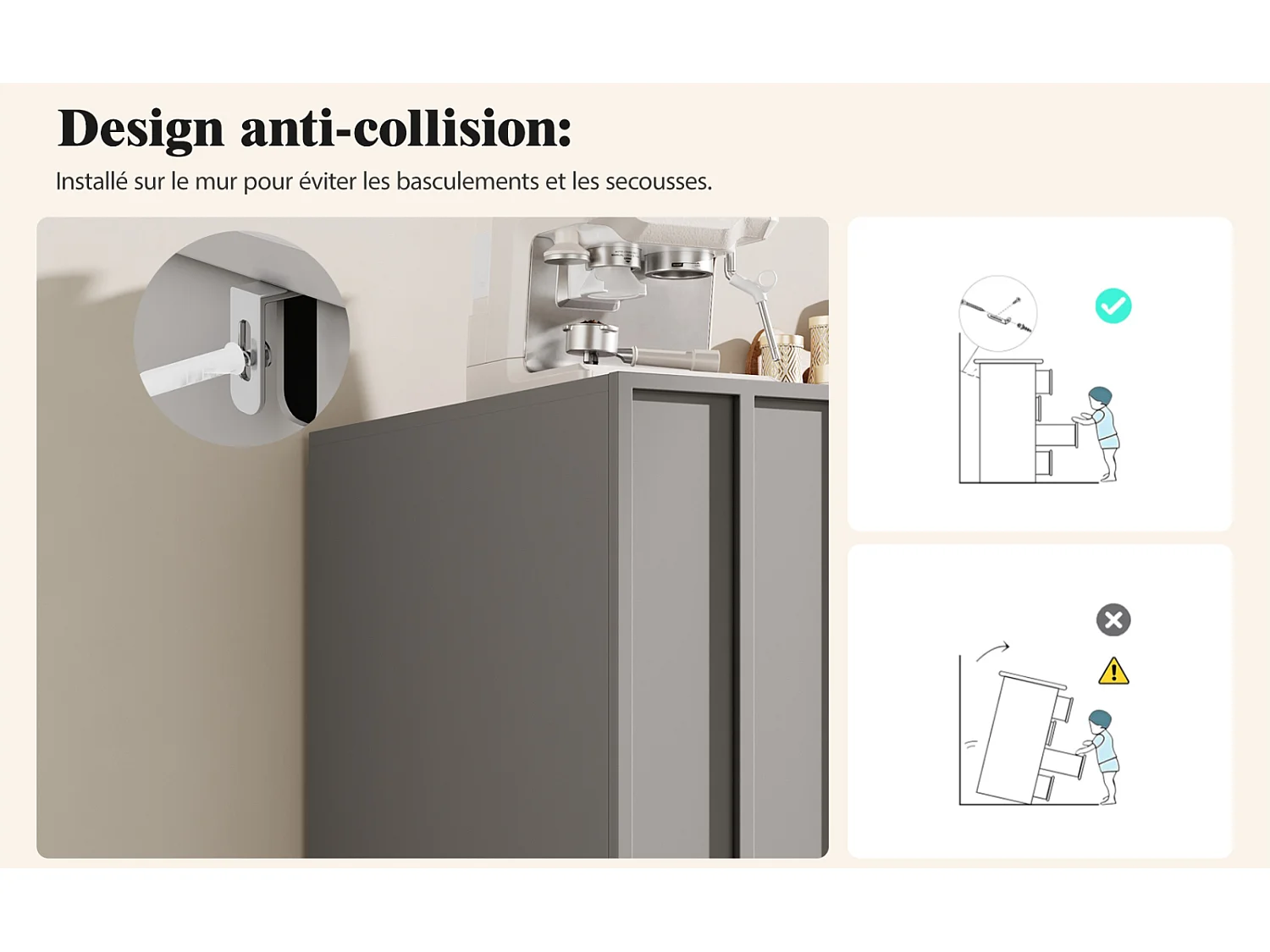 Minimalistisch grijs dressoir 140×38,5×82,5 cm met uniek design en elegante deuren – Vrijstaand meubel voor eetkamer en woonkamer