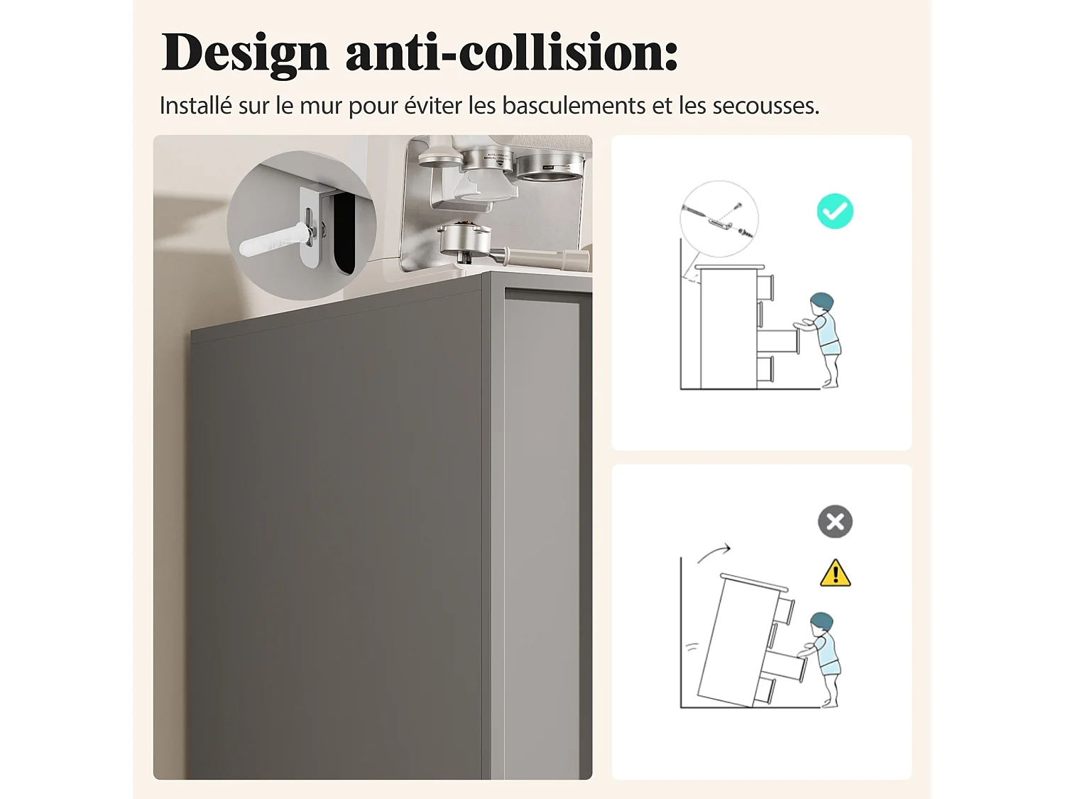 Minimalistisch grijs dressoir 140×38,5×82,5 cm met uniek design en elegante deuren – Vrijstaand meubel voor eetkamer en woonkamer