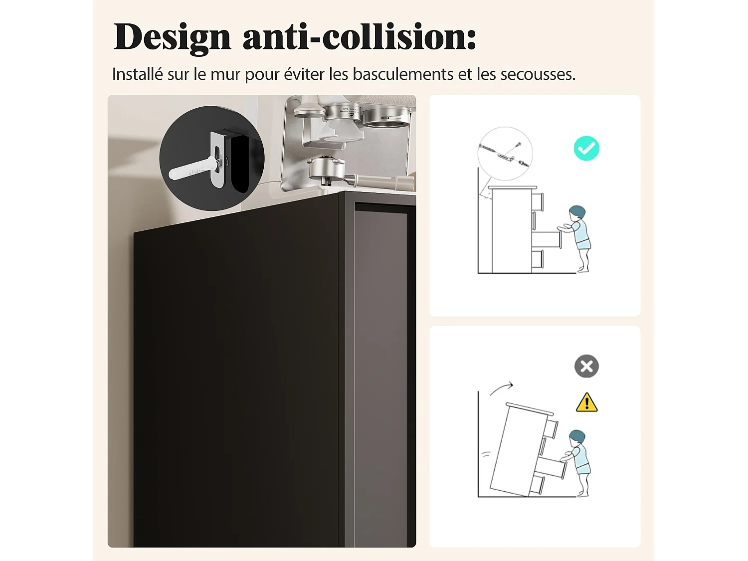 Zwarte dressoir 140×38,5×82,5 cm, eetkamer- en woonkameropbergmeubel met uniek en elegant design – Vrijstaand meubel