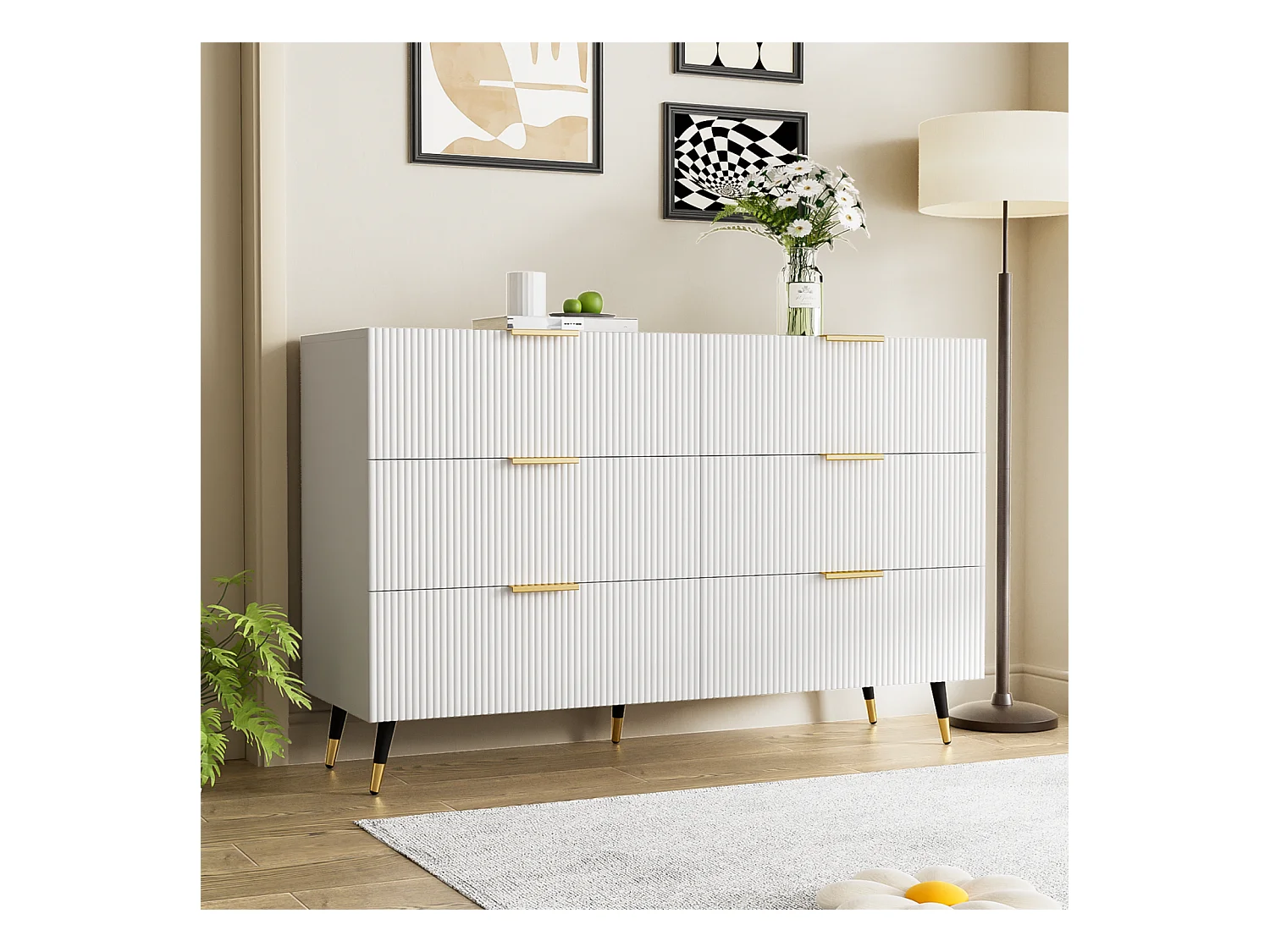 Buffet élégant au design moderne, avec tiroirs, grand espace de rangement, idéal salon, salle à manger et chambre